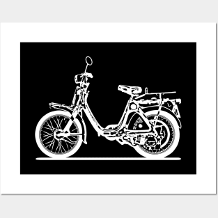 P50 Motorcycle White Sketch Art Posters and Art